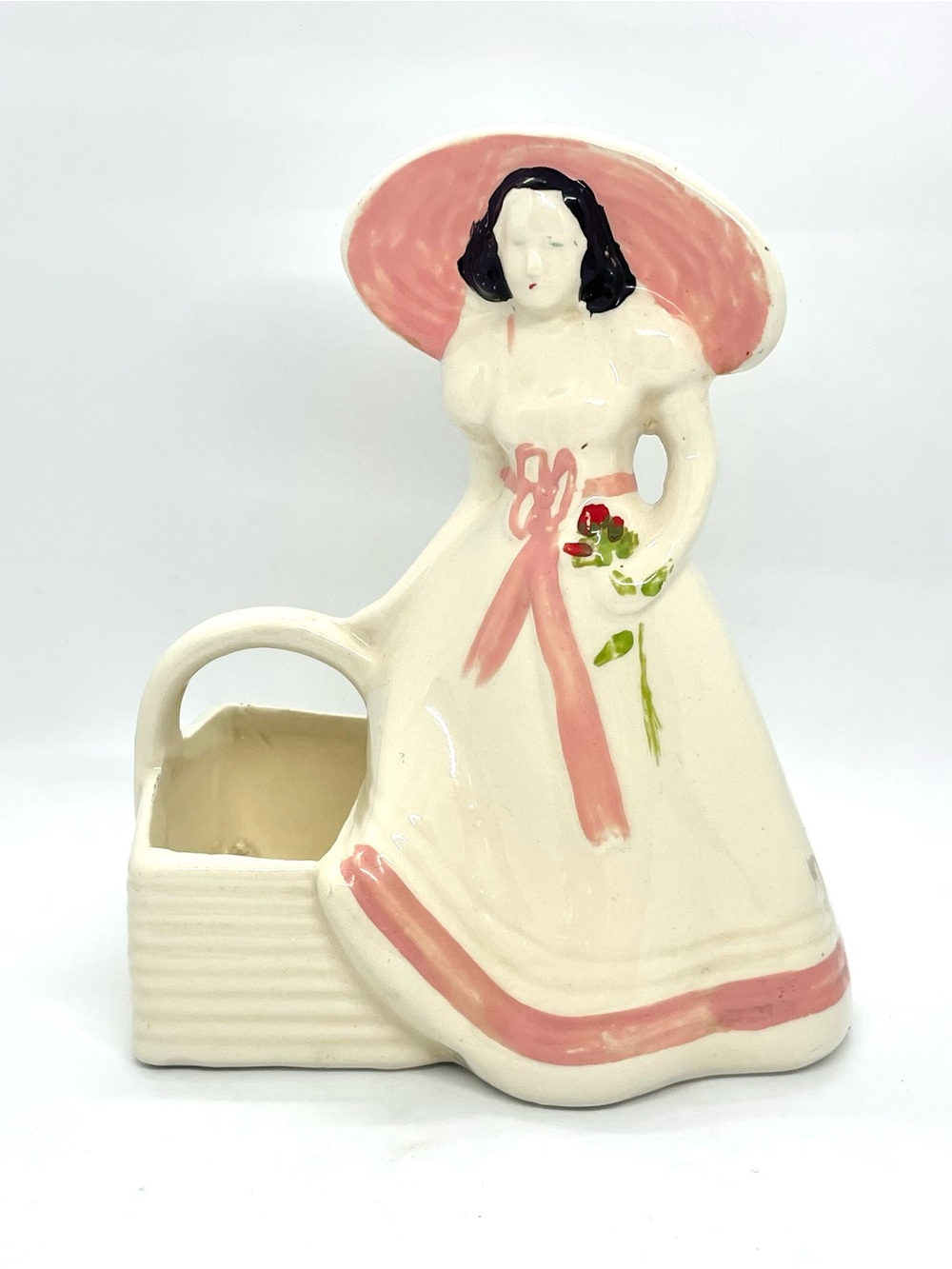 Vintage McCoy Pottery Southern Belle Lady with Basket, Victorian Lady Planter